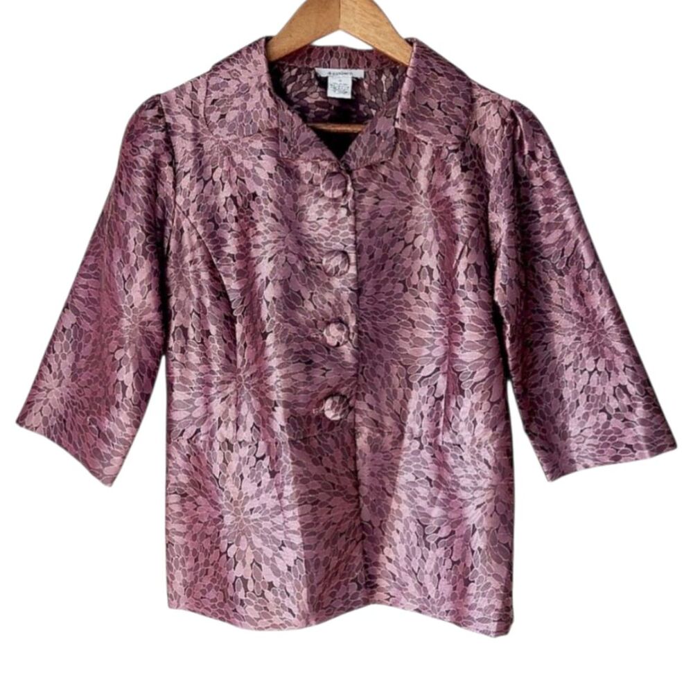 VTG 90s Dressbarn Pink Metallic Teardrop Jacquard Dress Jacket Blazer Sz S - Picture 5 of 9